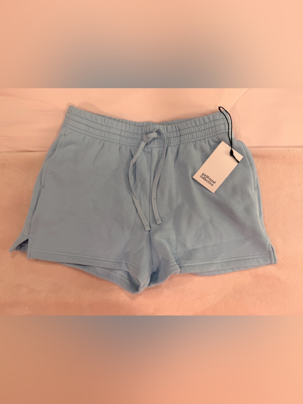girlfriend collective Light Blue Drawstring Athletic Shorts